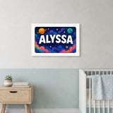 Alyssa Name Art - Space Explorers personalized wall print for kids