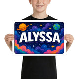 Alyssa Name Art - Space Explorers personalized wall print for kids