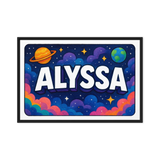 Alyssa Name Art - Space Explorers personalized wall print for kids