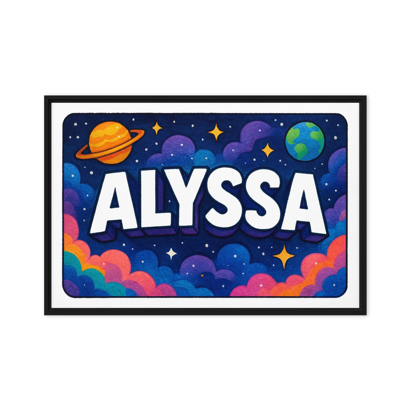 Alyssa Name Art - Space Explorers personalized wall print for kids