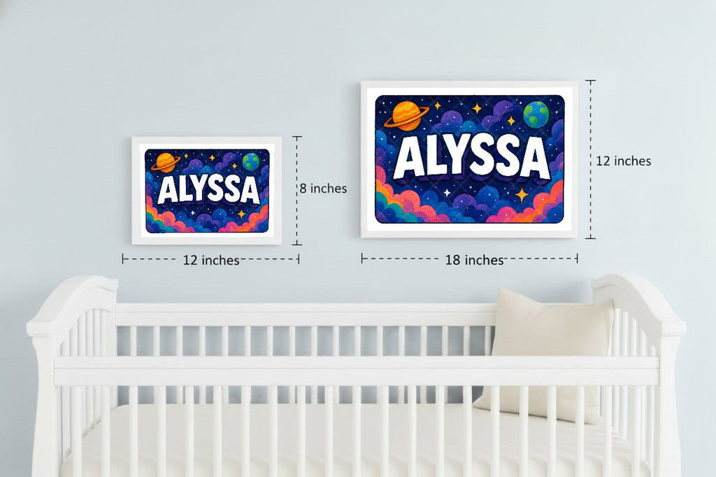 Personalized space nursery art for kids – Alyssa name print