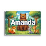 Amanda Name Art - Forest Friends personalized wall print for kids