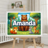 Amanda Name Art - Forest Friends personalized wall print for kids