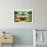 Amanda Name Art - Forest Friends personalized wall print for kids