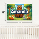 Amanda Name Art - Forest Friends personalized wall print for kids