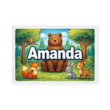 Amanda Name Art - Forest Friends personalized wall print for kids