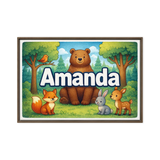 Amanda Name Art - Forest Friends personalized wall print for kids