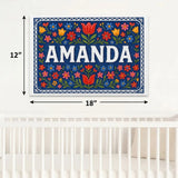 Amanda Name Art - Floral Farmhouse personalized wall print for kids
