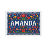 Amanda Name Art - Floral Farmhouse personalized wall print for kids