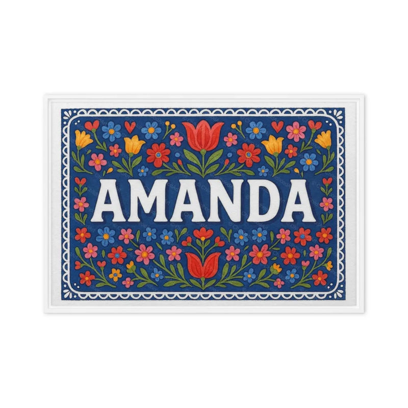 Amanda Name Art - Floral Farmhouse personalized wall print for kids