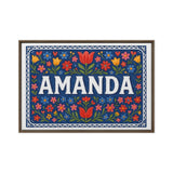 Amanda Name Art - Floral Farmhouse personalized wall print for kids