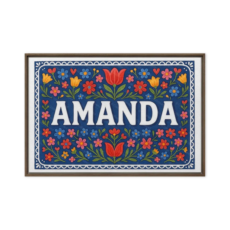 Amanda Name Art - Floral Farmhouse personalized wall print for kids
