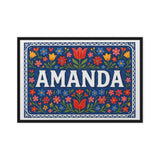 Amanda Name Art - Floral Farmhouse personalized wall print for kids