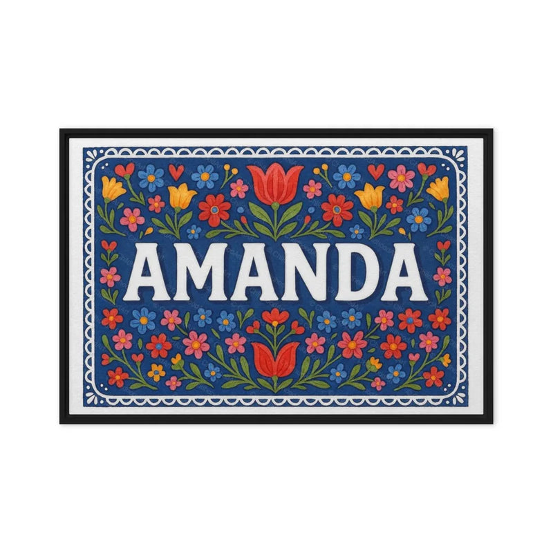 Amanda Name Art - Floral Farmhouse personalized wall print for kids