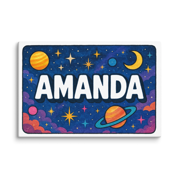 Amanda name design — Space explorers theme print for kids