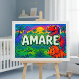 Amare Name Art - Dinosaur Adventure personalized wall print for kids
