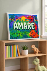 Amare Name Art - Dinosaur Adventure personalized wall print for kids
