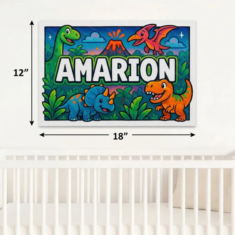 Amarion Name Art - Dinosaur Adventure personalized wall print for kids
