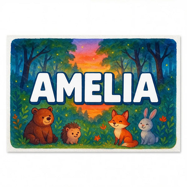 Amelia Personalized Forest Friends Art