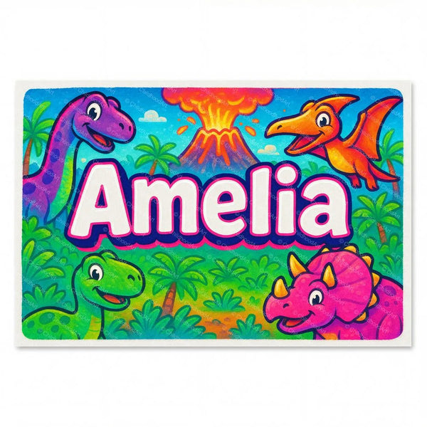 Amelia Personalized Name Art - Dinosaur Adventure