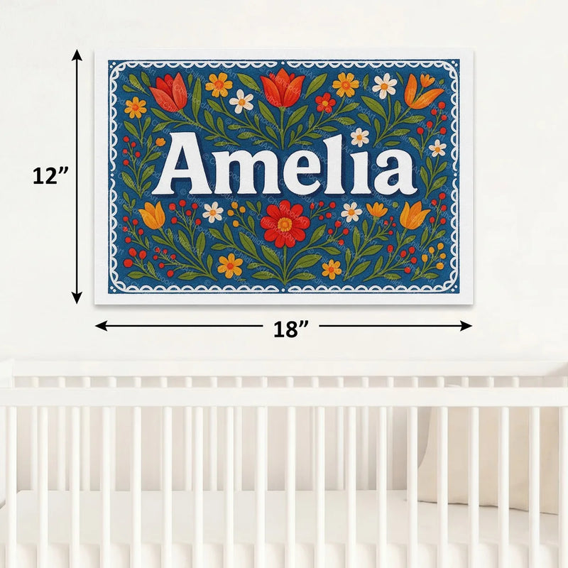 Calm personalized name art for Amelia