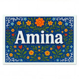 Amina Name Art - Floral Farmhouse personalized wall print for kids