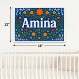 Amina Name Art - Floral Farmhouse personalized wall print for kids