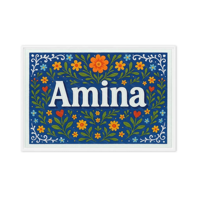 Amina Name Art - Floral Farmhouse personalized wall print for kids