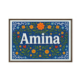 Amina Name Art - Floral Farmhouse personalized wall print for kids