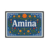 Amina Name Art - Floral Farmhouse personalized wall print for kids