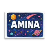 Amina Name Art - Space Explorers personalized wall print for kids