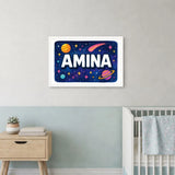 Amina Name Art - Space Explorers personalized wall print for kids