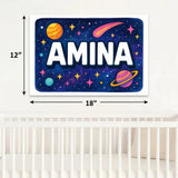 Amina Name Art - Space Explorers personalized wall print for kids