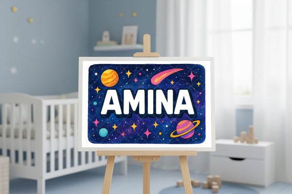 "Amina" Amongst the Stars Personalized Space Artwork