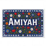 Amiyah Name Art - Floral Farmhouse personalized wall print for kids