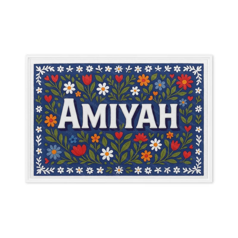 Amiyah Name Art - Floral Farmhouse personalized wall print for kids