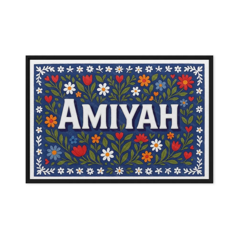 Amiyah Name Art - Floral Farmhouse personalized wall print for kids