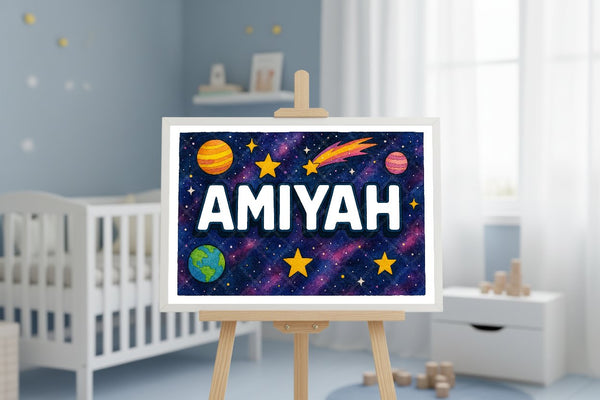 "Amiyah" Amongst the Stars Personalized Space Artwork