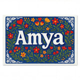 Amya Name Art - Floral Farmhouse personalized wall print for kids