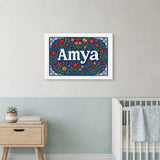Amya Name Art - Floral Farmhouse personalized wall print for kids