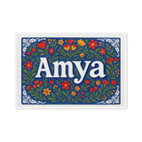 Amya Name Art - Floral Farmhouse personalized wall print for kids