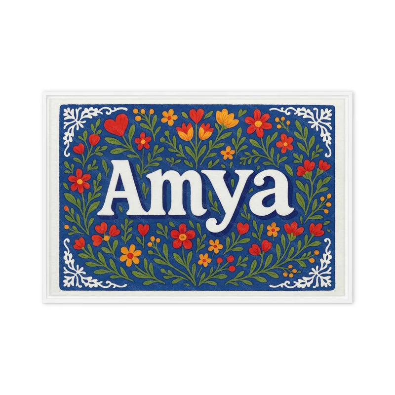 Amya Name Art - Floral Farmhouse personalized wall print for kids