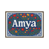 Amya Name Art - Floral Farmhouse personalized wall print for kids