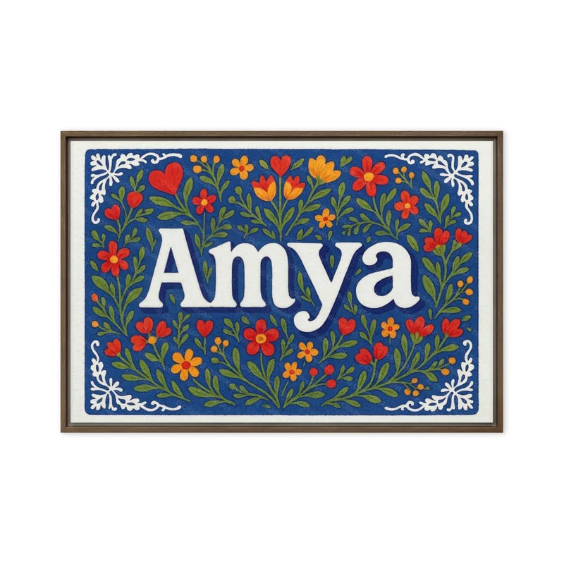 Amya Name Art - Floral Farmhouse personalized wall print for kids