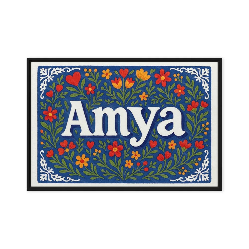 Amya Name Art - Floral Farmhouse personalized wall print for kids