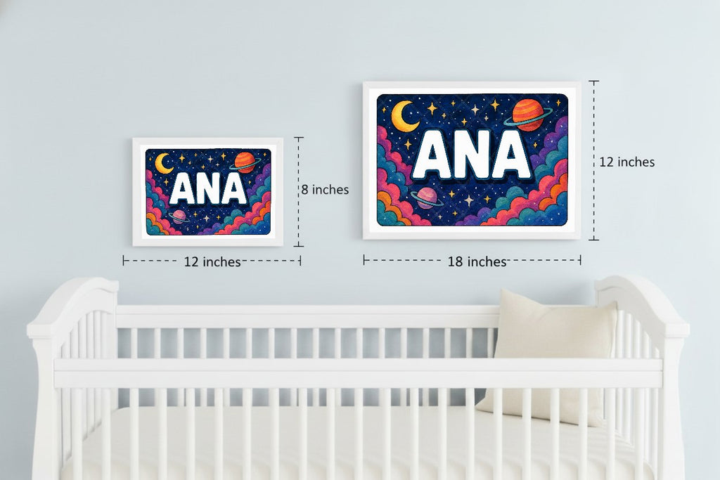 Personalized space nursery art for kids – Ana name print