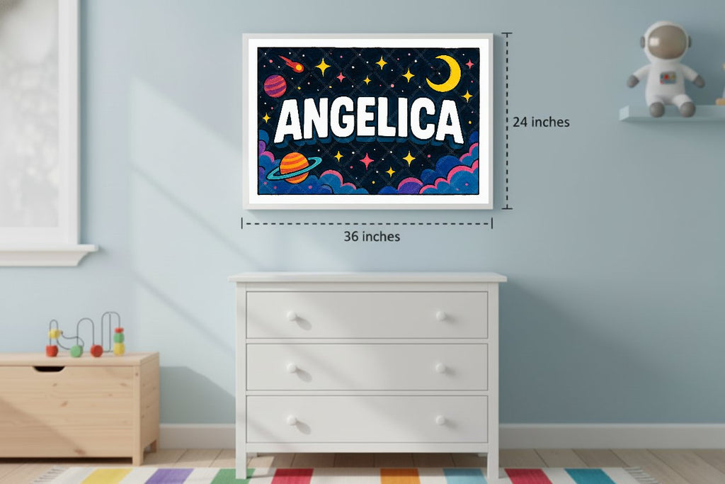 Personalized space nursery art for kids – Ancelica name print