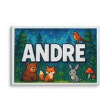 Andre Name Art - Forest Friends personalized wall print for kids
