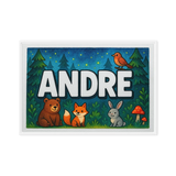 Andre Name Art - Forest Friends personalized wall print for kids