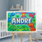 Andre Name Art - Dinosaur Adventure personalized wall print for kids